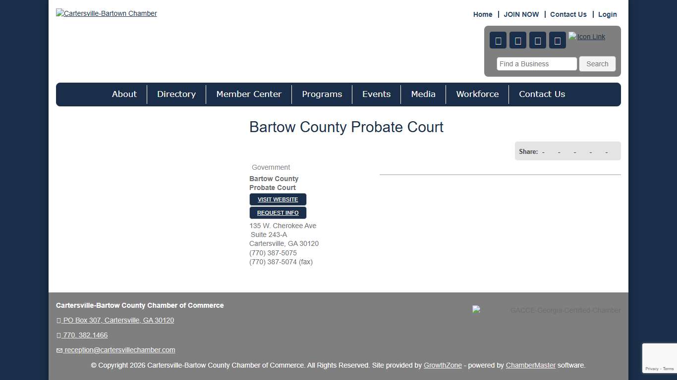 Bartow County Probate Court Government - Cartersville-Bartow County Chamber of Commerce, GA
