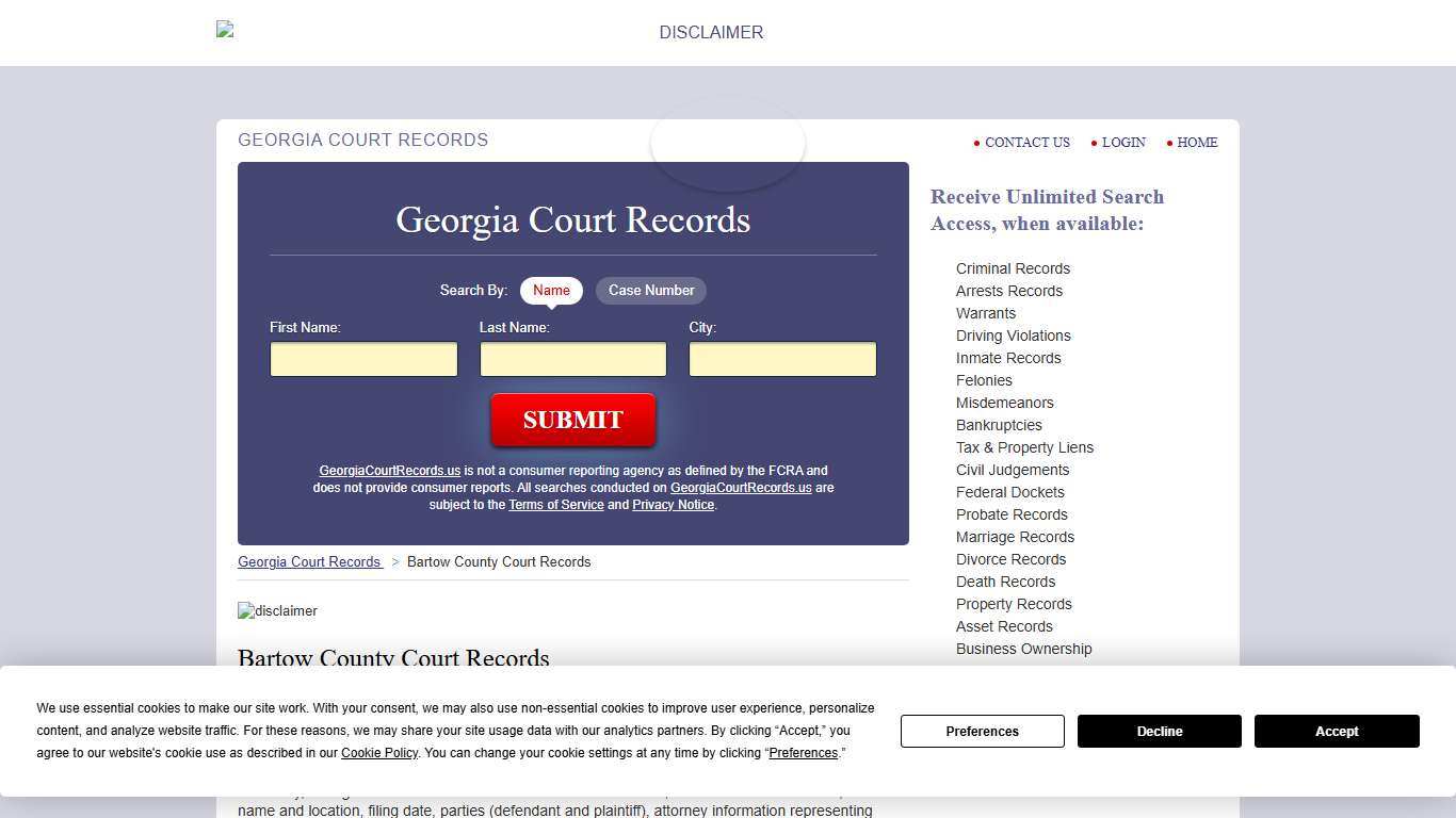 Bartow County Court Records GeorgiaCourtRecords.us
